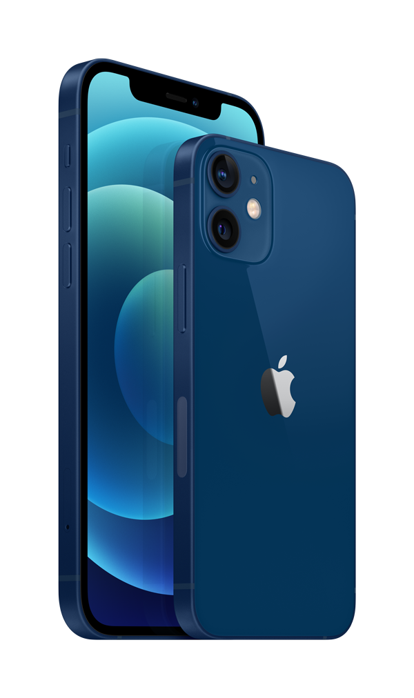 iPhone_12_Blue_34FL_iPhone_12_mini_Blue_34BR_2-up_Screen__USEN