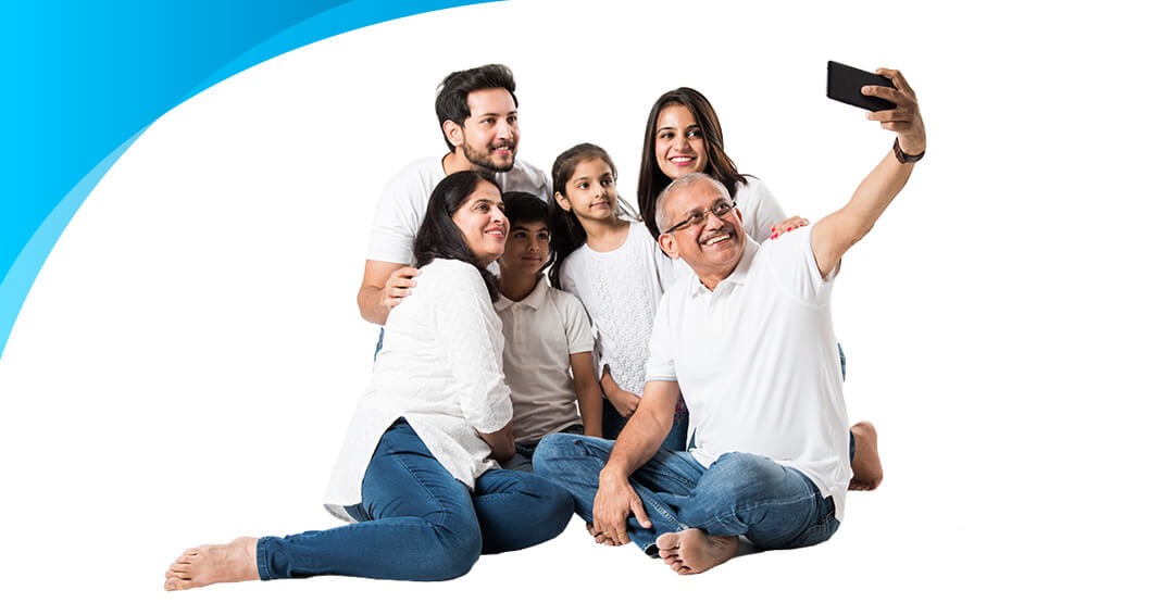 Whole family taking selfie